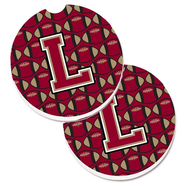 Carolines Treasures Letter L Football Garnet and Gold Set of 2 Cup Holder Car Coaster CJ1078-LCARC - main